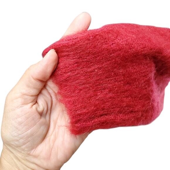 Kerisma Red Blue Fair Isle Open Front Cardigan Sweater Wool Mohair Pockets S / M - Picture 6 of 12